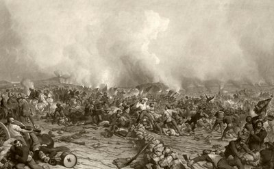 Die Schlacht von Gettysburg, nach einem Stich aus dem 19. Jahrhundert von John Sartain nach einem Gemälde von P.F. Rothermel von American School